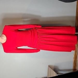 Vintage 1980s Sweater Dress Jewel Tone Red Holiday‎ Luxury Wedding Guest Casual
